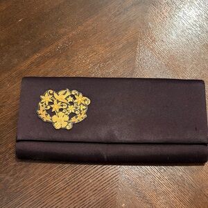 Vintage Elegant Black Clutch with Gold Accent